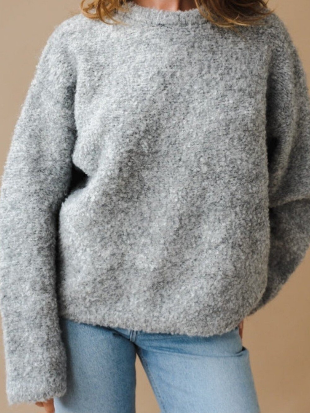 LE BON SHOPPE Cozy Gray Crewneck Sweater — Relaxed Knit Pullover - Picture 10 of 10